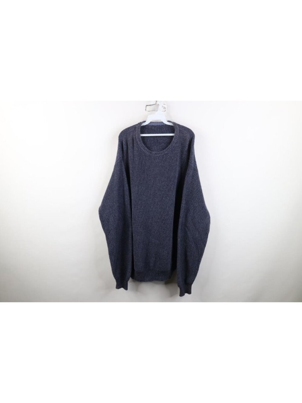 Vintage 90s Streetwear Mens 2XL XXL Faded Cotton Thermal Weave Knit Sweater Blue